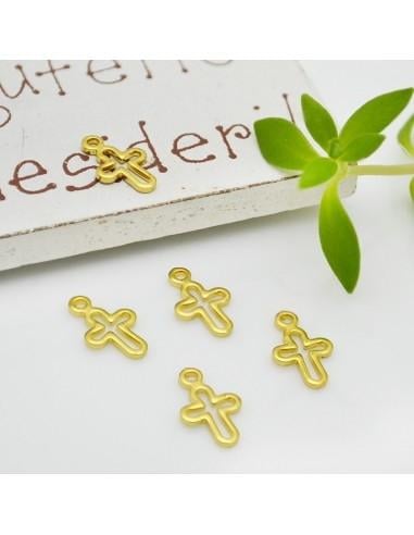 Ciondolo croce vuota in ottone 6x10 mm 10pz Gioie d'Oriente