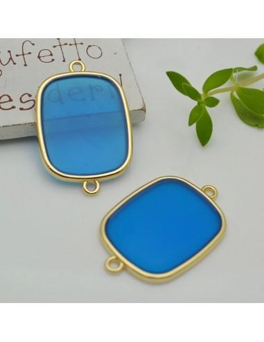 Connettore piastra in resina vetrificata colore azzurro scuro 22x34mm 1pz | GDO