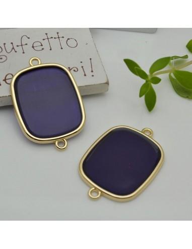 Connettore piastra in resina vetrificata colore viola scuro 22x34mm 1pz | GDO