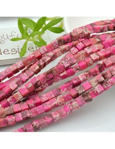 Pietra dura Aulite colore fucsia forma cubo liscio 4mm circa 90pz | GDO
