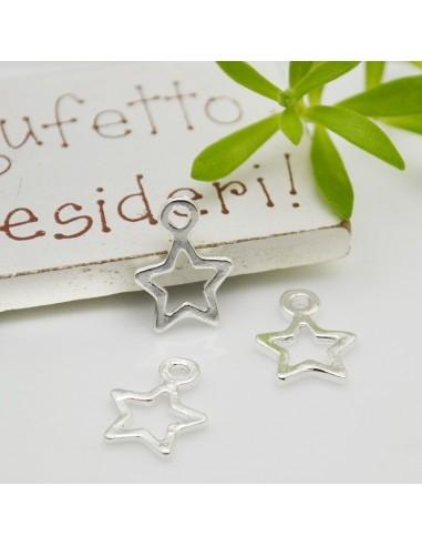 Ciondoli stella vuota in ottone argento 10x14 mm 2pz Gioie d'Oriente
