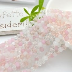 Filo rondelle briolette in mezzi cristalli rosa mix 3 x 4 mm 120pz Gioie d'Oriente