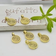 Ciondoli medaglia a spirale metallo oro scuro 8x11 mm 10pz Gioie d'Oriente