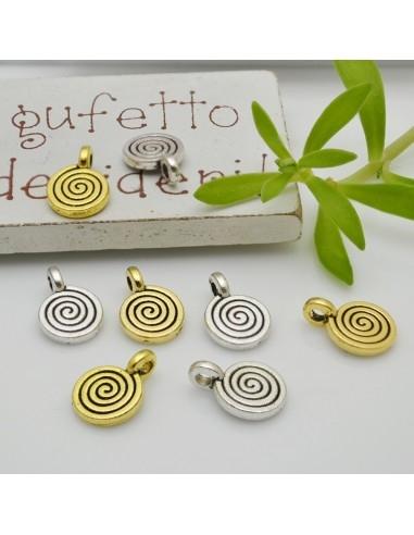 Ciondoli medaglia a spirale in metallo 8x11 mm 10pz colori vari Gioie d'Oriente