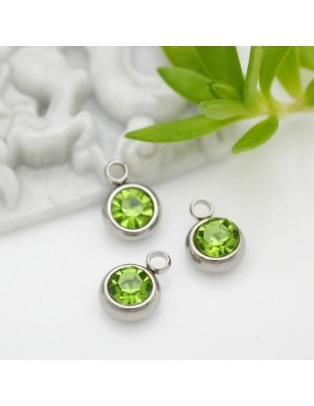 Mini Ciondolo Punto Luce in Acciaio 6mm colore verde chiaro 1pz|GDO