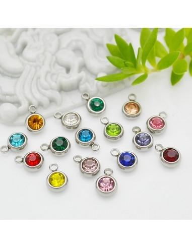 Mini Ciondolo Punto Luce in Acciaio 6mm varia colore 1pz|GDO