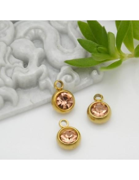 Mini Ciondolo Punto Luce in Acciaio placcato oro 6mm colore rosa antico 1pz |GDO