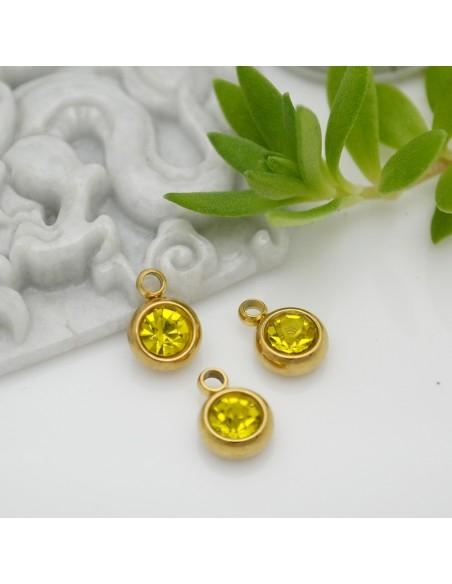 Mini Ciondolo Punto Luce in Acciaio placcato oro 6mm colore giallino 1pz |GDO