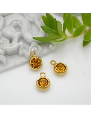 Mini Ciondolo Punto Luce in Acciaio placcato oro 6mm colore ocra 1pz |GDO