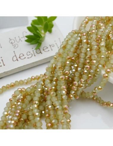 Filo di Mezzi Cristalli Rondelle Verde giada cammello 2.5x3.5mm Briolette 125pz|GDO