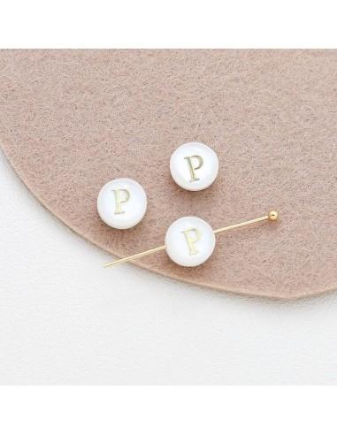 Perline in Madreperla con Lettere dell'Alfabeto con foro passante 8mm 1pz | GDO