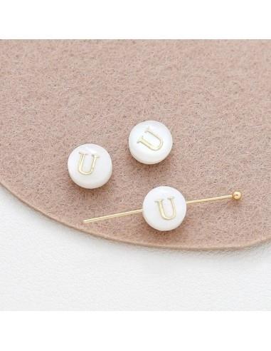 Perline in Madreperla con Lettere dell'Alfabeto con foro passante 8mm 1pz | GDO