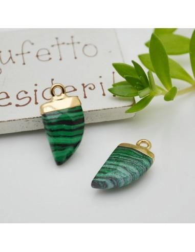 Ciondolo corno di pietra dura Malachite 20x10mm 1pz | GDO