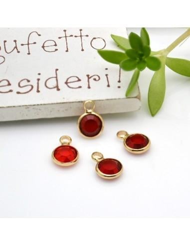 Mini Charms di Cristalli in Vari Colori con Base Oro 6mm 2pz | GDO