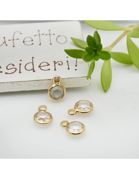 Mini Charms di Cristalli in Vari Colori con Base Oro 6mm 2pz | GDO