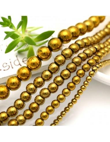 Filo di Ematite rotonda liscia colore oro scuro varie misure circa 40cm|GDO