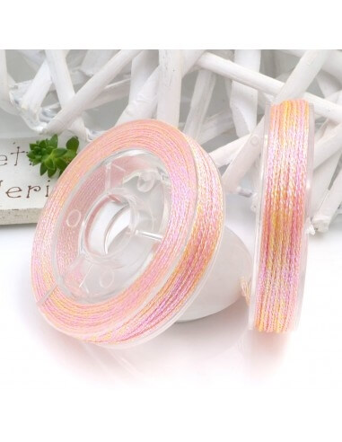 Filo per uncinetto in lurex diamantato sfumato colore rosa 0.6mm 20mt|GDO