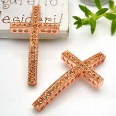 Ciondolo croce con strass e barra distanziale 14 fori 23x47mm 1pz Gioie d'Oriente 2