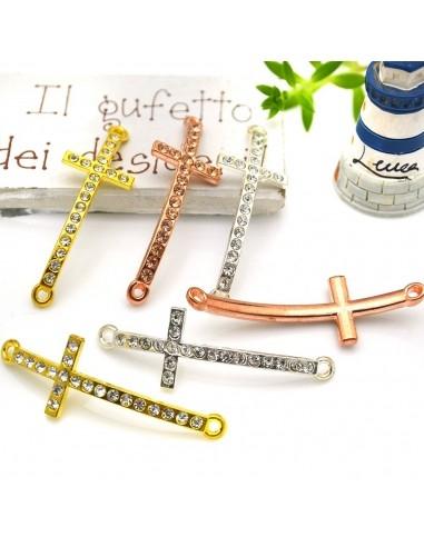 Connettore Curvo Croce 14x31mm con Strass disponibile in vari colori 1pz