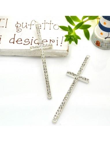 Connettore Croce 15x55mm con Strass disponibile colore argento |GDO