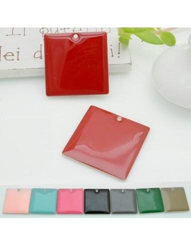 Ciondolo quadrato smaltato da entrambi i lati varia misura e colore 2pz|GDO