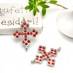 Connettore croce con strass in metallo 21 x 29 mm 1pz colori vari Gioie d'Oriente 2