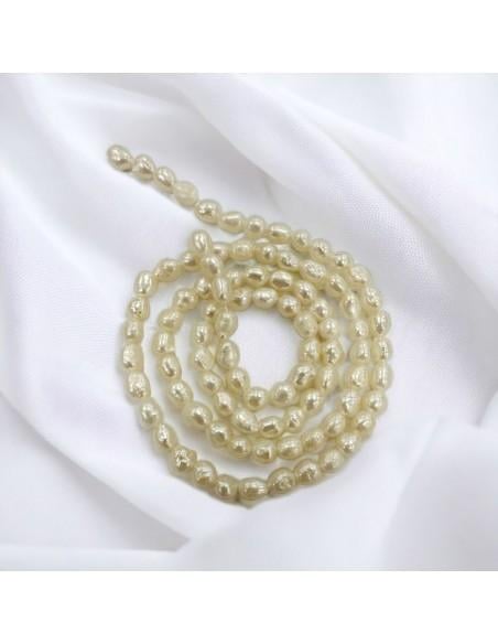 Perle di fiume piccoli chicchi di riso 4x5mm circa 45cm colore naturale bianco|GDO