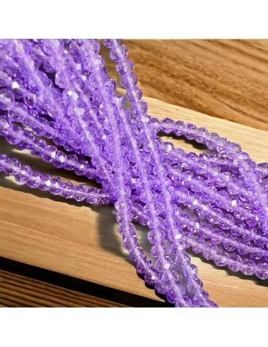 Filo di Mezzi Cristalli Lilla Rondelle 3x4mm Sfaccettati Briolette 125 a 145pz|GDO