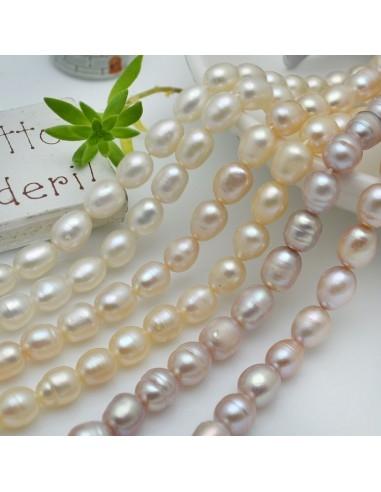 Fili di Perle Acqua Dolce Ovale 6x8mm naturale in varie tonalità