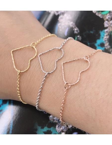 Ciondolo cuore vuoto in argento 925 diamantato 16.5 x 20 mm 1pz Gioie d'Oriente