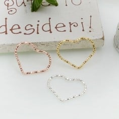 Ciondolo cuore vuoto in argento 925 diamantato 11 x 15 mm 1pz Gioie d'Oriente