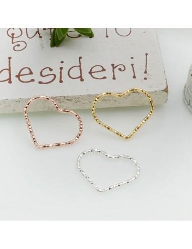 Ciondolo cuore vuoto in argento 925 diamantato 11 x 15 mm 1pz Gioie d'Oriente