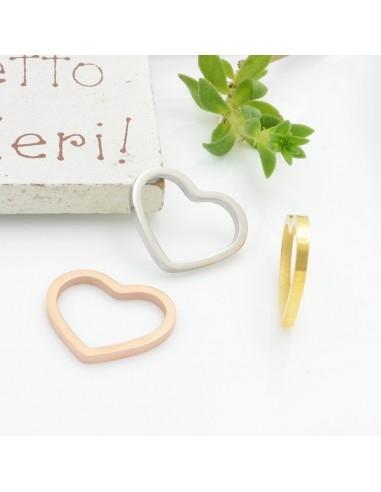 Connettori cuore in acciaio inossidabile cerchio liscio filo quadrato 15mm 1pz