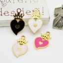 Ciondolo cuore sacro smaltato in acciaio oro 20x11mm 1pz|GDO