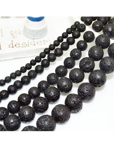 pietra lavica naturale tondo nero  4 mm - 12 mm per tuoi gioielli|GDO