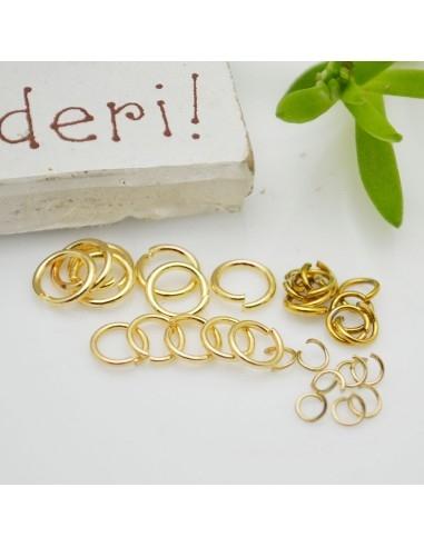 Anellini aperti in acciaio oro varie misure|GDO