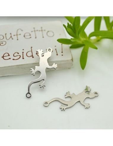 Connettore a forma di Geco in Acciaio inossidabile colore argento 13x27mm 1pz | GDO