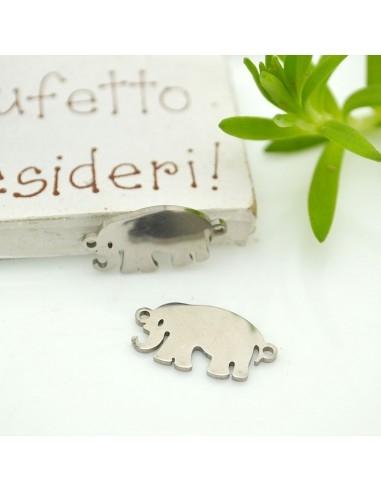 Connettore a forma di Elefante in Acciaio inossidabile colore argento 10x17.5mm 1pz | GDO