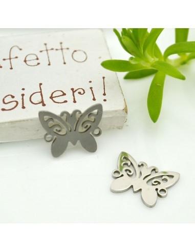 Connettore a forma di Farfalla in Acciaio inossidabile colore argento 12x15mm 1pz | GDO