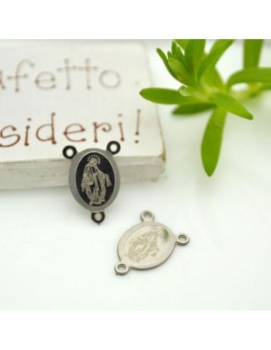 Connettore inciso Madonna per rosario 3 fori in Acciaio Inossidabile 10x15mm 1pz | GDO