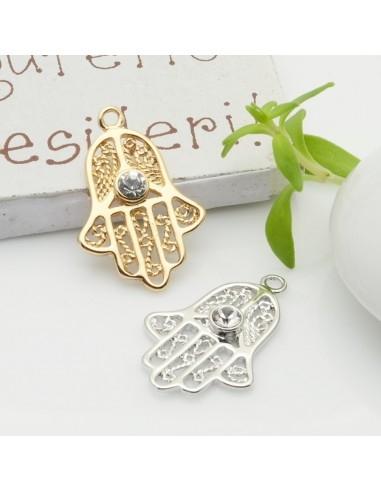 ciondolo mano di fatima strass 15 x 22.5 mm 1pz |GDO