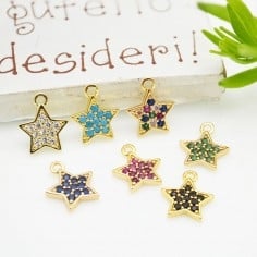 Ciondolo stella in rame dorato con zirconi 8x10 mm 1pz Gioie d'Oriente