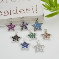 Ciondolo stella in rame argento con zirconi 8x10 mm 1pz Gioie d'Oriente