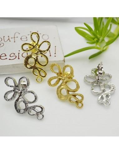 Base orecchini con perno in zama a forma di fiore 16x28mm 1 paio|GDO