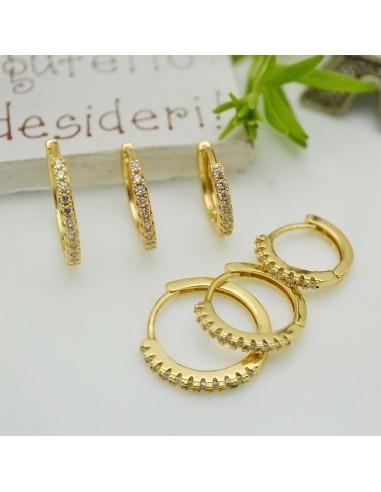 Mini Orecchini colore Oro con Zirconi 1 paio - 10mm, 12mm, 14mm | GDO