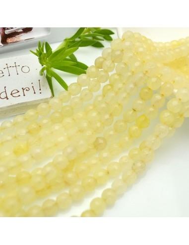 Filo pietre dure agata tonda sfaccettata panna 6mm 65pz | GDO