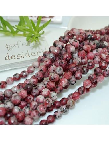 Filo pietre dure agata tonda sfaccettata bordeaux marmorizzato 6mm 65pz | GDO
