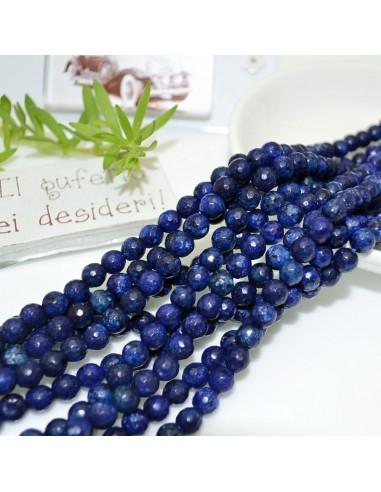 Filo pietre dure agata tonda sfaccettata blu marmorizzato 6mm 65pz | GDO