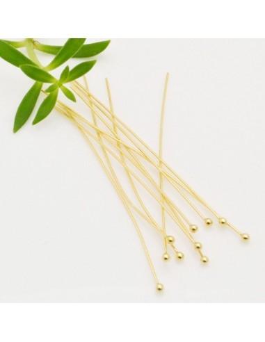 Chiodini Lunghi 50mm in Argento 925 con Placcatura Oro pallina 1.8mm 10pz|GDO
