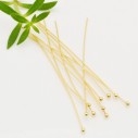 Chiodini Lunghi 50mm in Argento 925 con Placcatura Oro pallina 1.8mm 10pz|GDO